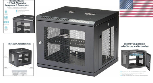9U Wall Mount Network Cabinet with 1U Shelf - Secure IT Storage Solution