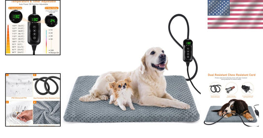 Washable Heating Pad for Pets with Timer Function & Chew Resistant Design