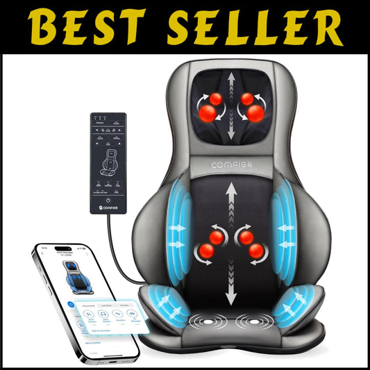 Adjustable Neck Rollers & Compression - Shiatsu Massage Chair Pad for Full Body