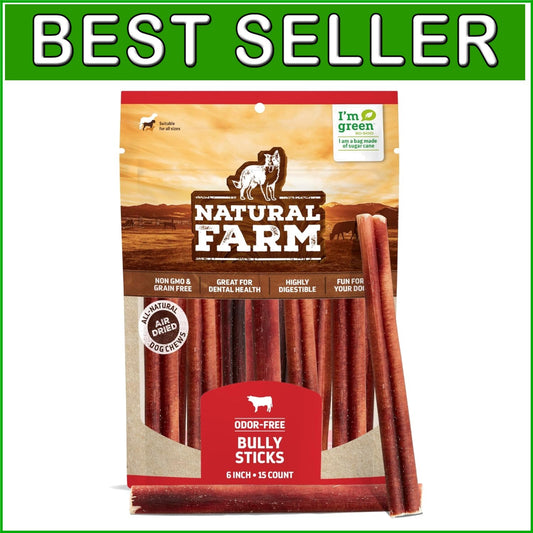 Dental Care 6 Inch Bully Sticks - 5 Count, Fully Digestible Beef Chews
