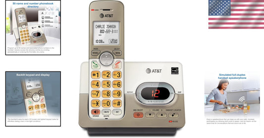 Cordless Phone with Caller ID & Power-Saving Features – Light Champagne Finish