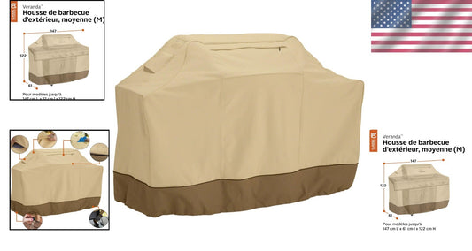 58-Inch Durable BBQ Grill Cover with Stylish Design - Zipper & Buckle Closure