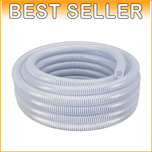 Flexible 25 ft Clear PVC Discharge Hose 1" ID - Ideal for Water Transfer & More