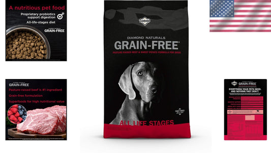 Beef & Sweet Potato Dry Dog Food - Grain Free, Digestive Health Formula 28lb