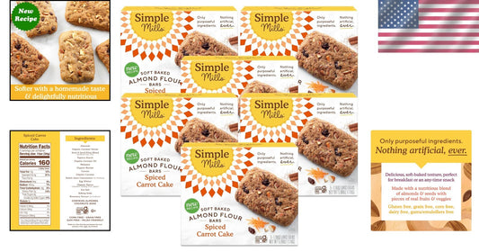 Organic Coconut Oil Almond Flour Snack Bars - Gluten Free, 6 Delicious Packs