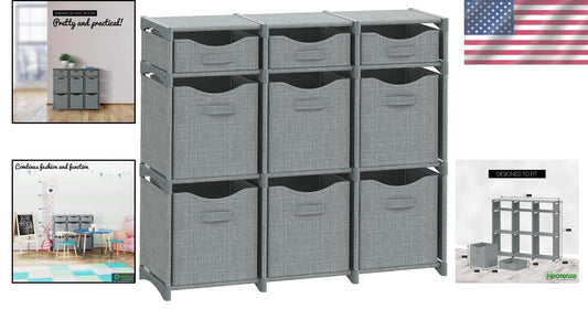 Functional Light Grey 9 Cube Organizer with Easy Assembly - Perfect for Any Room