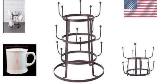 Elegant 3-Tier Mug Holder in Rustic Bronze – Perfect for Coffee & Tea Lovers