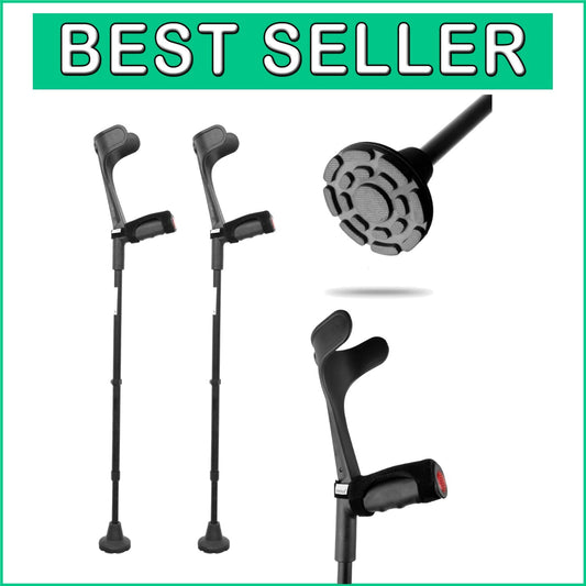 Adjustable Lightweight Forearm Crutches for Adults - Pack of 2 with Comfort Grip