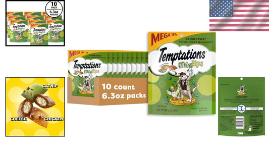 Value Pack: MixUps Catnip Fever Cat Treats - Crunchy & Soft, 6.3 oz Pouches