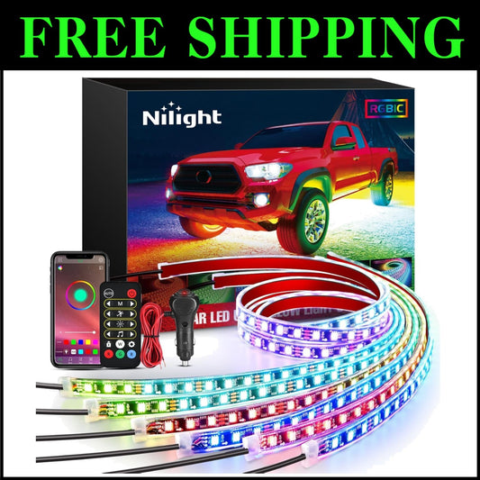 6Pcs Car Underglow LED Lights - RGB-IC Color Changing with Remote & APP Control