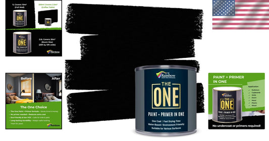 All-in-One 2.5L Paint & Primer - Durable Matte Black for Indoor & Outdoor Use