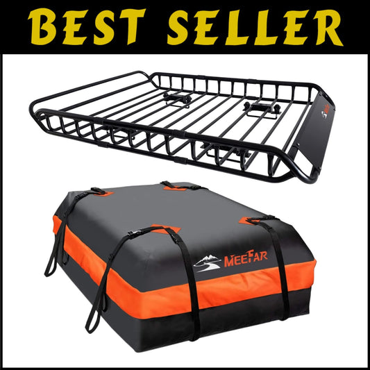 Universal Roof Rack Carrier Basket with Waterproof Bag & Cargo Net - 51" x 36"