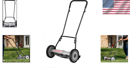 Sustainable 5-Blade Push Reel Mower - Adjustable Cutting Height for Lawn Care