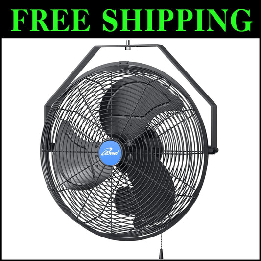 Industrial Grade 18-Inch Wall Fan - High Airflow for Patio, Garage, or Workshop