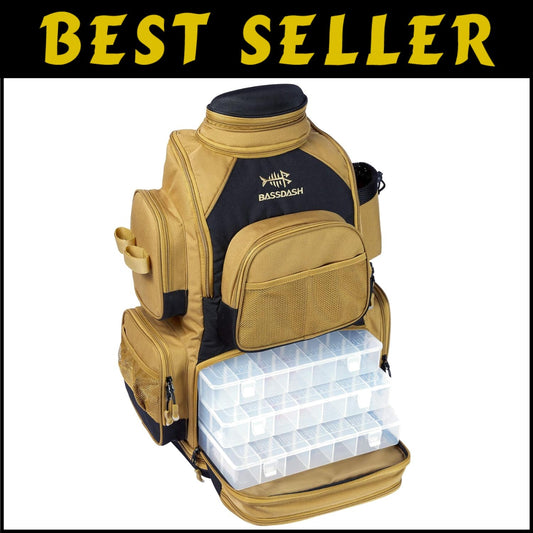 Tactical Fishing Backpack with Rod Holder, Rain Cover & Ergonomic Design