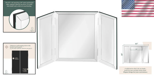 40x40 Inch Silver Trifold Mirror - Versatile & Elegant Hanging or Tabletop Style