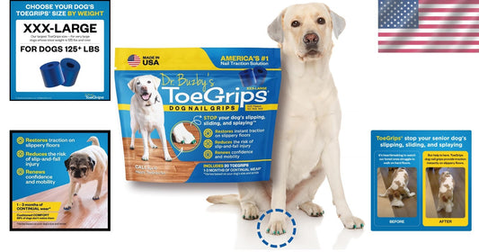 Instant Anti-Slip Grips for Senior Dogs - XXXLarge, 20 Durable Rubber Toe Covers