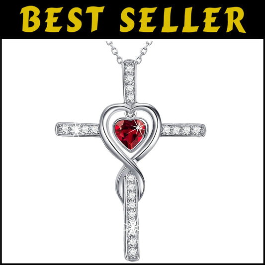 Adjustable February Garnet Infinity Heart Necklace - Perfect Birthday Gift