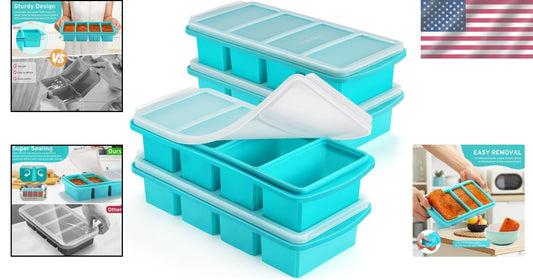 Premium Silicone Ice Cube Tray with Screw Top Lid – 4-Pack for Easy Freezing