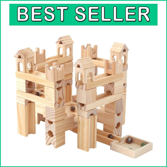 Creative Building 80-Piece Wooden Marble Run Set - Engineering Fun for Ages 4-8