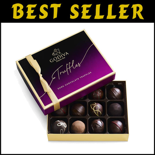 Exquisite Belgian Dark Chocolate Truffles Gift Box - 12 Assorted Delights
