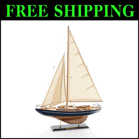 Beautifully Detailed Large Wooden Sailboat Model with Assembly Instruction