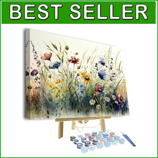 Artistic Floral Acrylic Paint by Number Kit - Perfect 16x20 Framed Gift