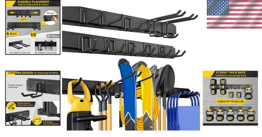 Durable Alloy Steel Wall-Mounted Tool Rack - Space-Saving 10 Hook Organizer