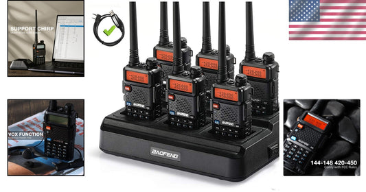 6 Pack GT-5R FCC Compliant Dual Band Ham Radio Walkie Talkies - Long Range