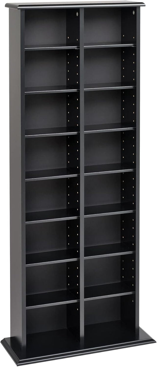 Durable Black Multimedia Cabinet - Holds 320 CDs, 130 DVDs with Stability