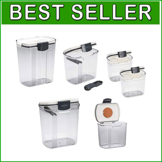6-Piece Airtight Clear Plastic Storage Set for Flour, Sugar & Baking Essentials
