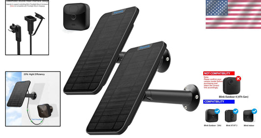 4W Weatherproof Solar Panel Kit for Blink Outdoor Camera - 13ft Cable Included