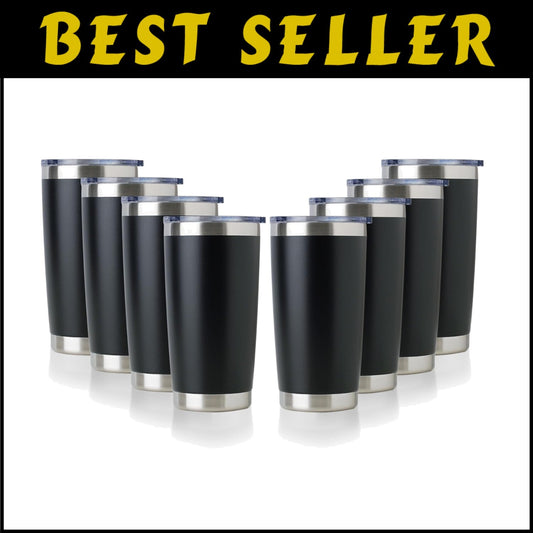 Durable 20oz Powder Coated Travel Tumblers - Insulated, 8 Pack Essentials
