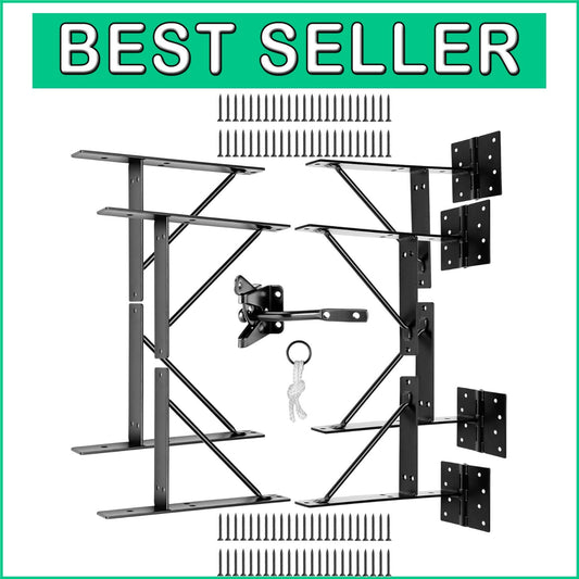 Easy Install No Sag Gate Kit with Corner Brace Brackets & Hinges - Steel Finish