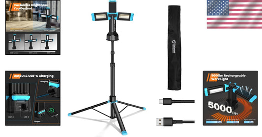Adjustable 67" Work Light with Tripod - Perfect for Outdoor Jobs and Workshops