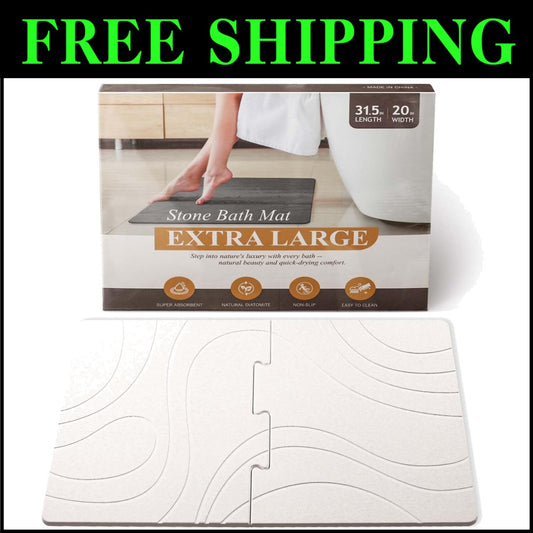 Stylish Quick Dry Bath Mat 32" x 20" – Non-Slip Diatomite for Elegant Bathrooms