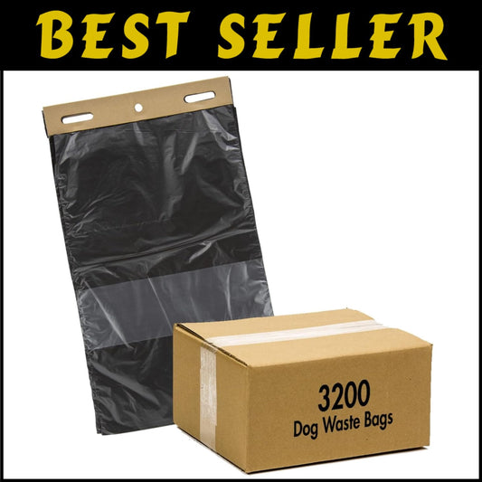 3200 Elite Opaque Black Dog Waste Bags with Pull-Strap for Easy Dispensing