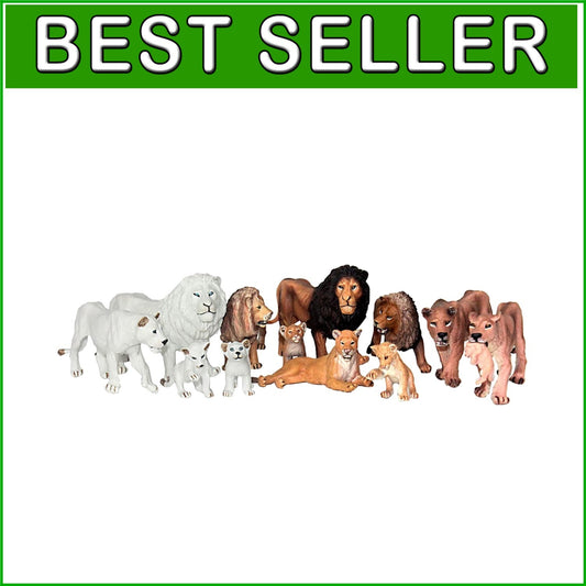 13-Piece Realistic Lion Figurines Set - Eco-Friendly Jungle Animal Toys