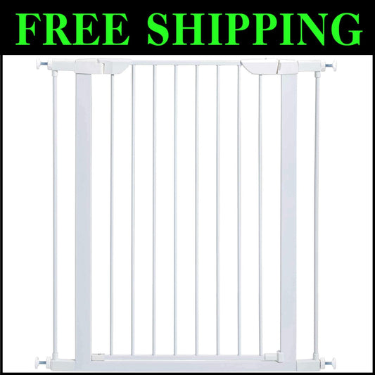 Elegant 39-Inch Walk-Through Pressure Mounted Steel Dog Gate with Extensions