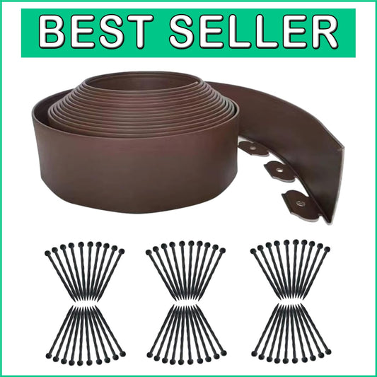 66FT Flexible Brown Garden Edging - Extra Tall 4IN for Stylish Lawn Borders