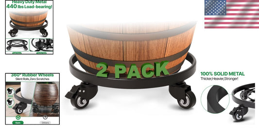 14-Inch Rolling Plant Stand with Lockable Casters - Indoor & Outdoor Mobility