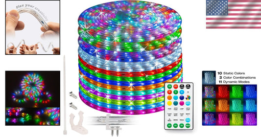 100ft Color Changing LED Rope Light with 1152 LEDs & Remote - Waterproof Flex...