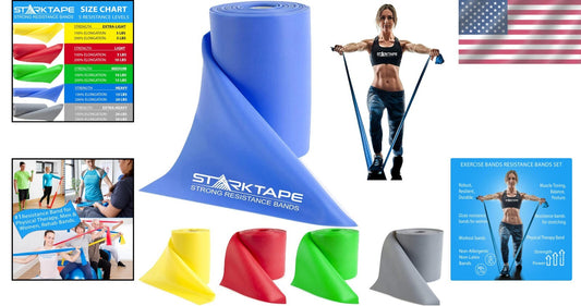 Durable 16 Yard Latex-Free Resistance Bands - Perfect for Therapy and Fitness