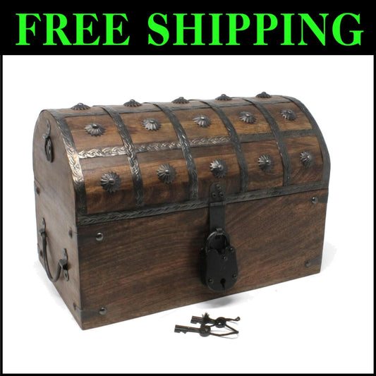 Classic Large Pirate Treasure Chest – Unique Handcrafted Wooden Storage Solution