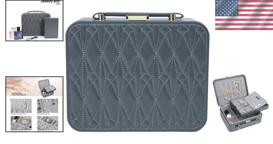 Diamond-Shaped Travel Jewelry Case with Velvet Lining - Stylish Storage Solution