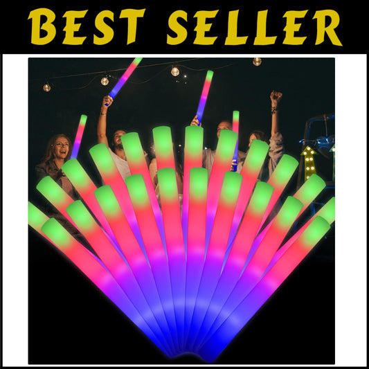 42 Pack LED Foam Glow Sticks - Three Flashing Modes for Unforgettable Parties