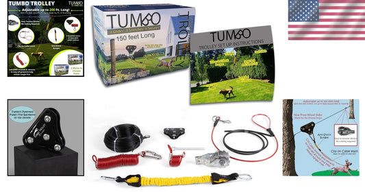 Anti-Shock Aerial Dog Zipline Runner - 150ft Heavy-Duty for Large Dogs