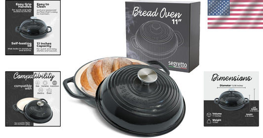 Nero Black Cast Iron Dutch Oven Bread Pan - Ideal for Home Baking Adventures