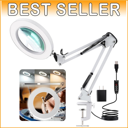 Adjustable 10X Magnifying Glass with LED Light & Eye Protection - Versatile Tool