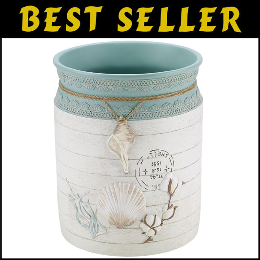 Chic Open-Top Decorative Trash Can - Farmhouse Shell Design for Home/Office